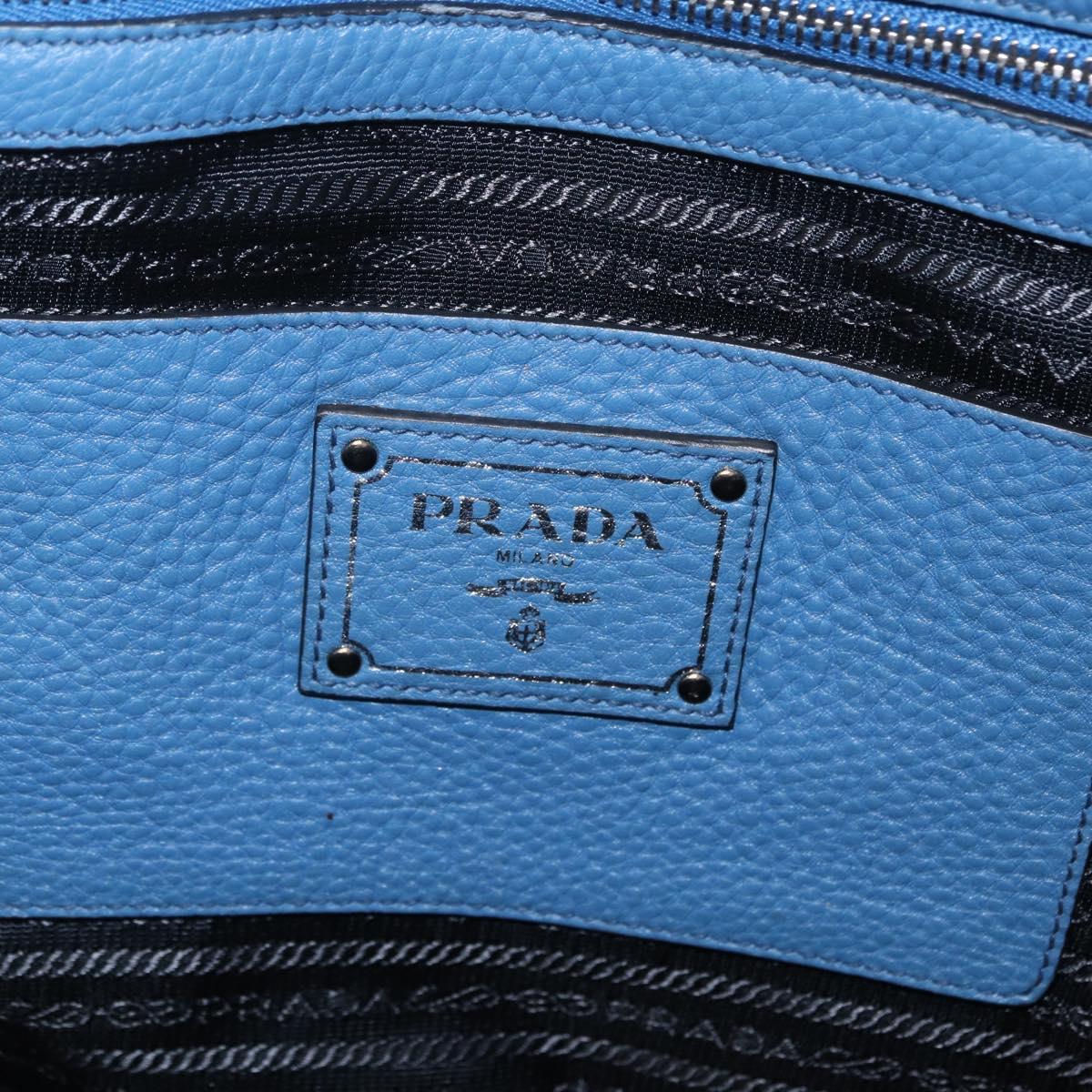 PRADA Tote Bag Leather 2way Blue Silver Auth ep16699V