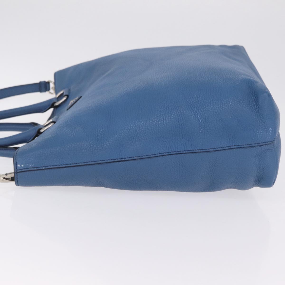 PRADA Tote Bag Leather 2way Blue Silver Auth ep16699V