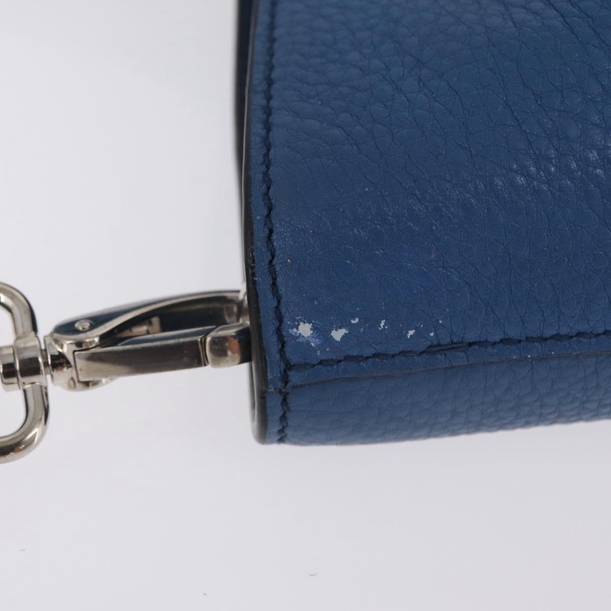 PRADA Tote Bag Leather 2way Blue Silver Auth ep16699V