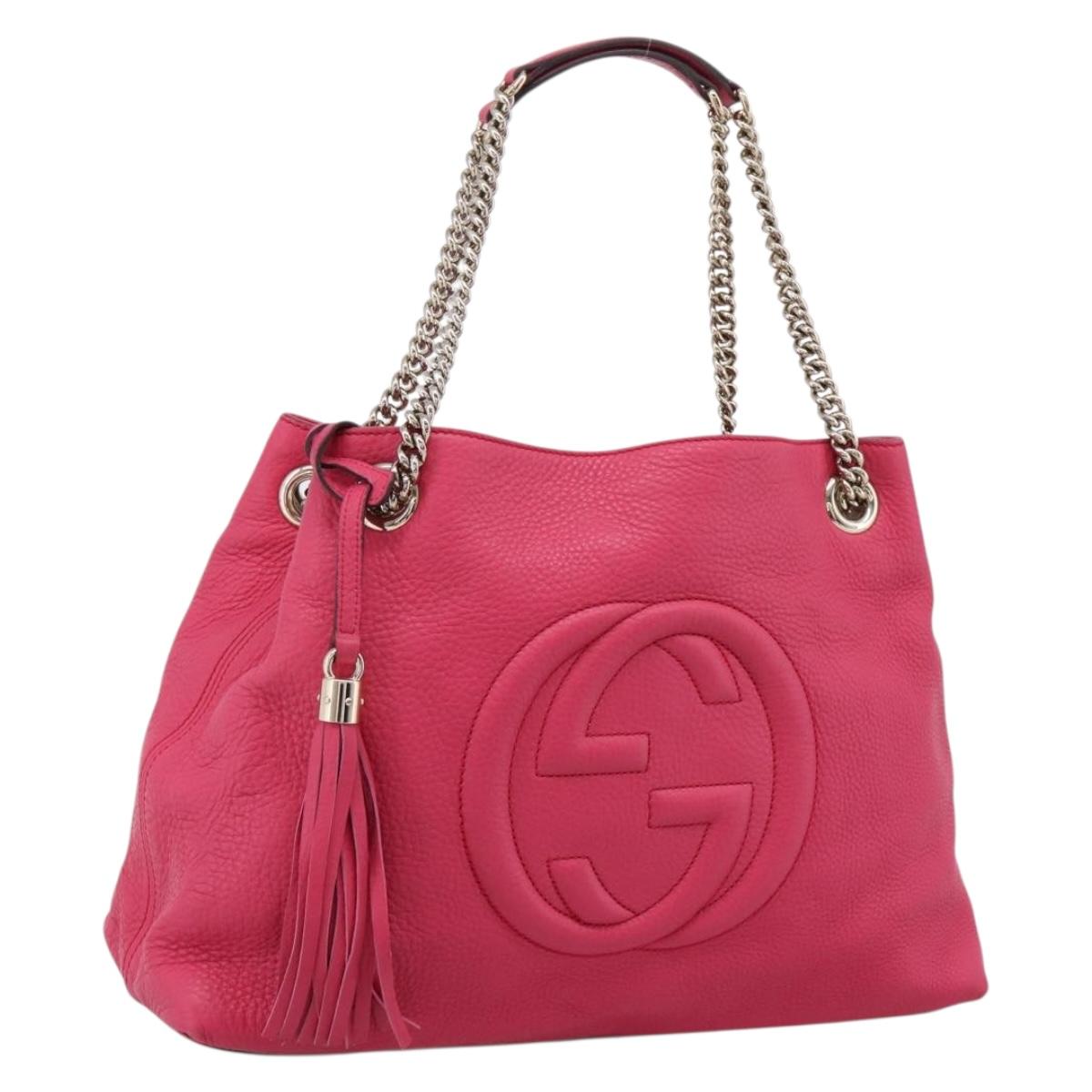 GUCCI Interlocking Soho Chain Tote Bag Leather Pink Gold 308982 Auth ep16700V