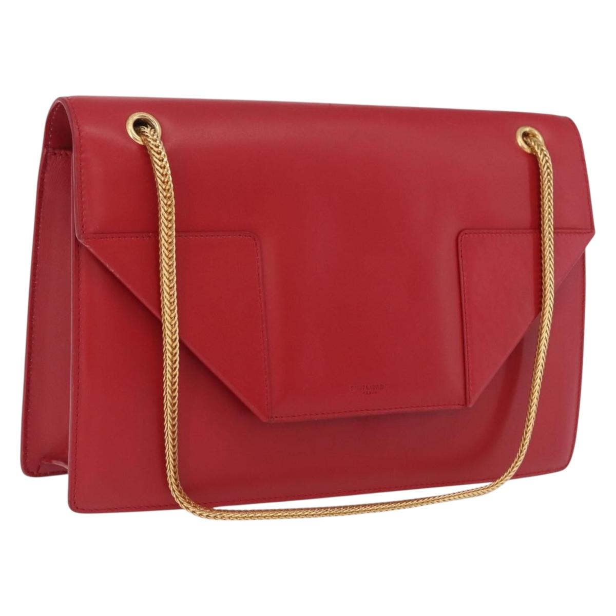 Saint Laurent Betty Chain Shoulder Bag Leather Red Gold 314515 Auth ep16701V