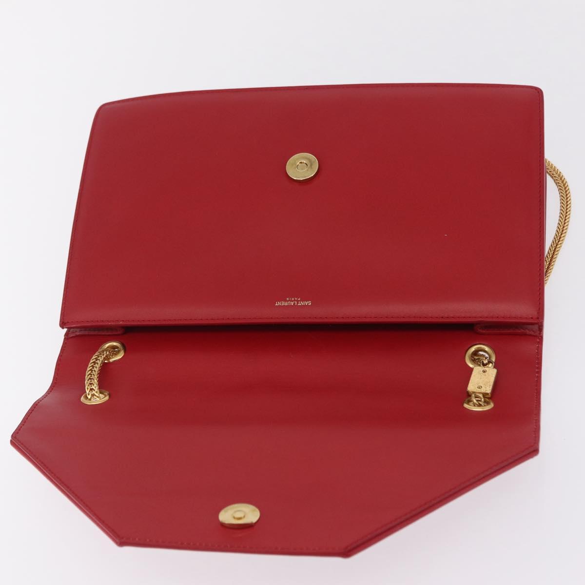 Saint Laurent Betty Chain Shoulder Bag Leather Red Gold 314515 Auth ep16701V
