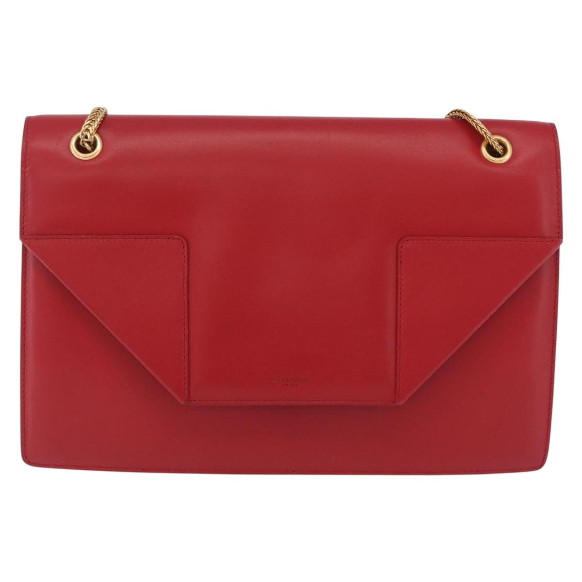 Saint Laurent Betty Chain Shoulder Bag Leather Red Gold 314515 Auth ep16701V