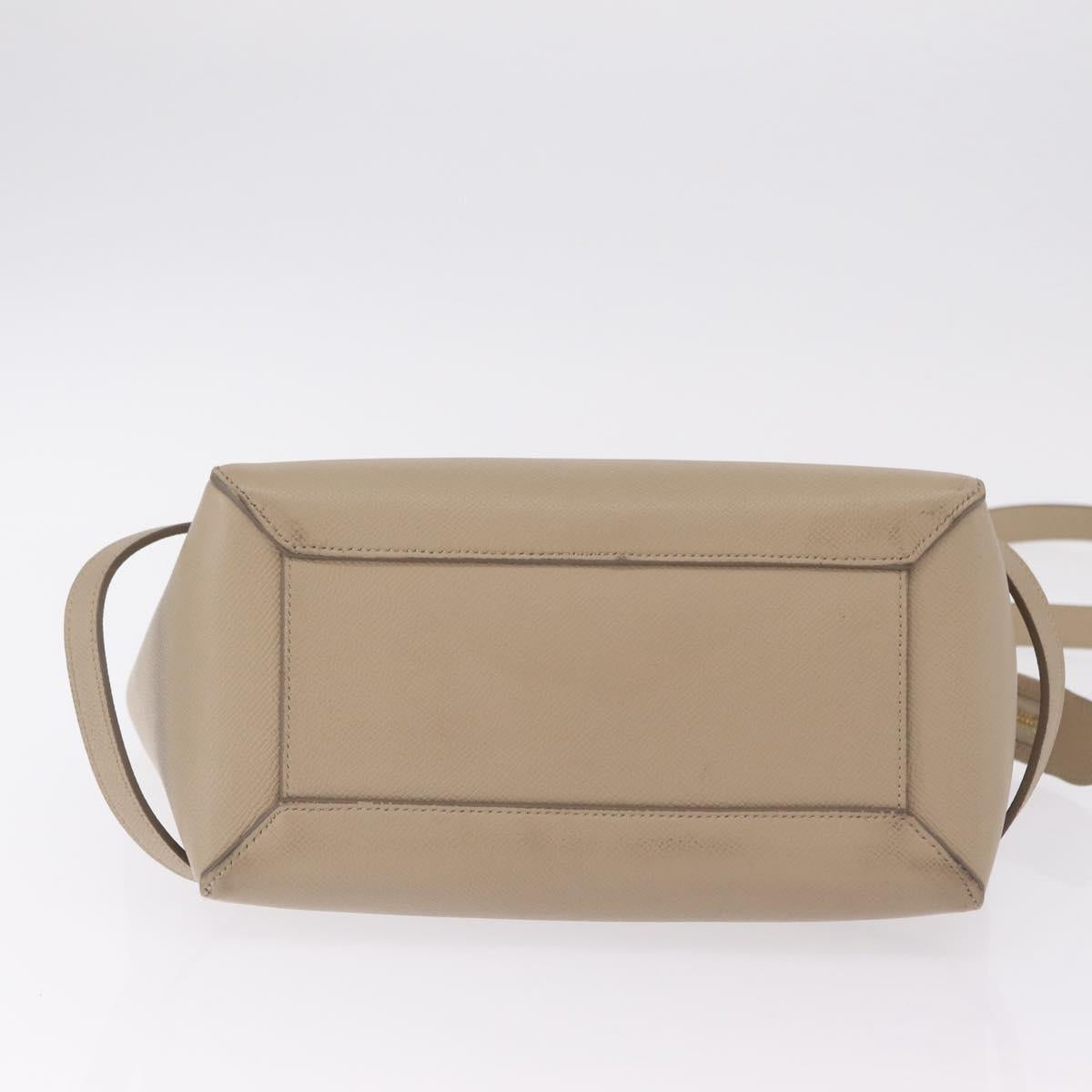 CELINE Belt Bag Hand Bag Leather 2way Beige Gold Tone Auth ep16703V