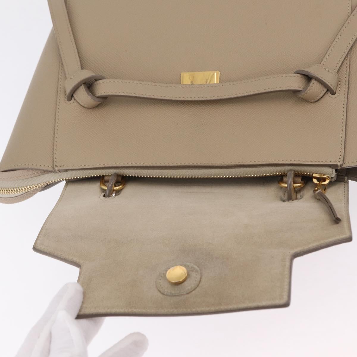 CELINE Belt Bag Hand Bag Leather 2way Beige Gold Tone Auth ep16703V