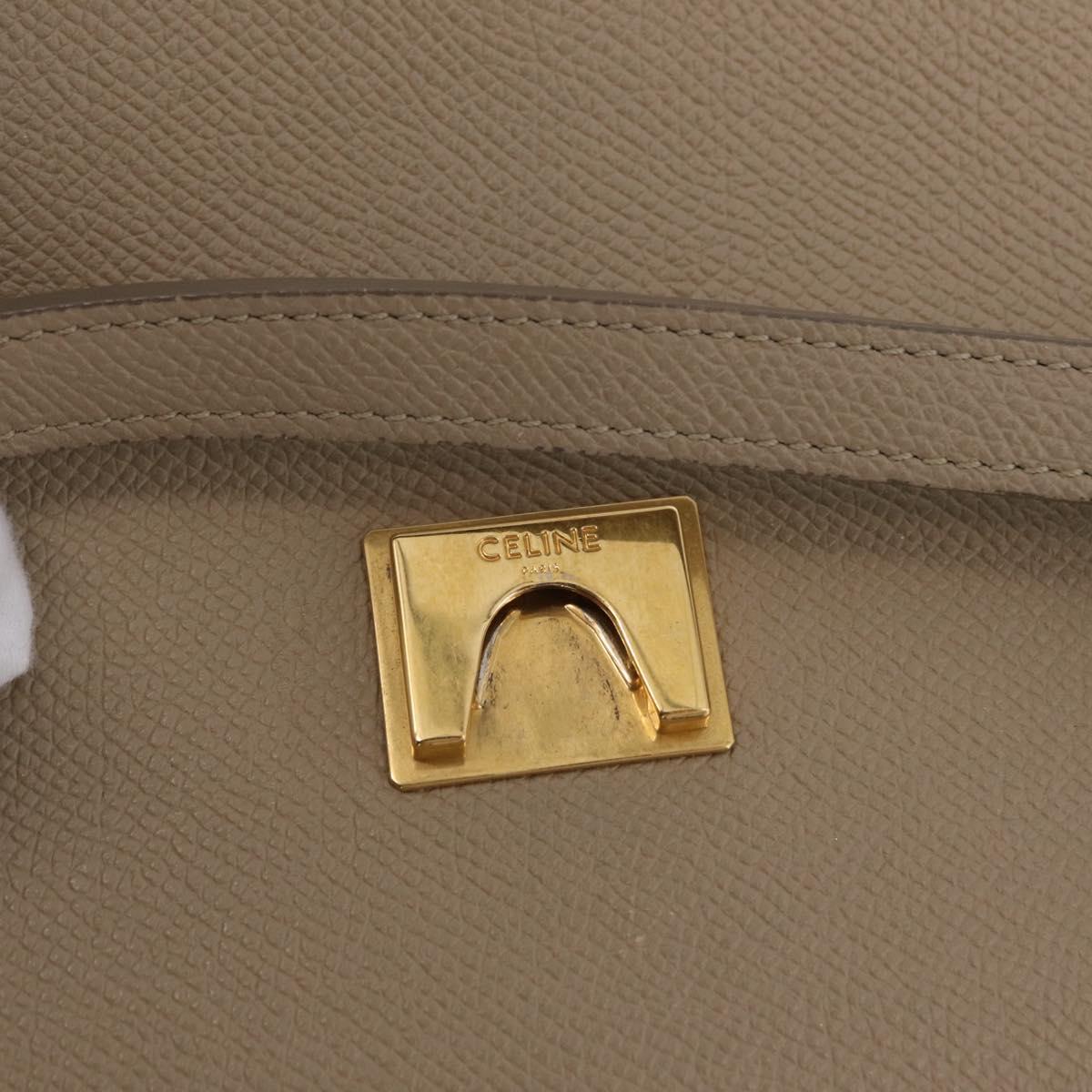 CELINE Belt Bag Hand Bag Leather 2way Beige Gold Tone Auth ep16703V