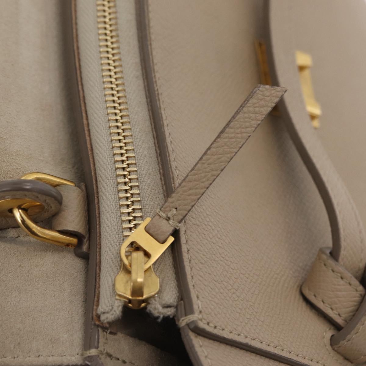 CELINE Belt Bag Hand Bag Leather 2way Beige Gold Tone Auth ep16703V