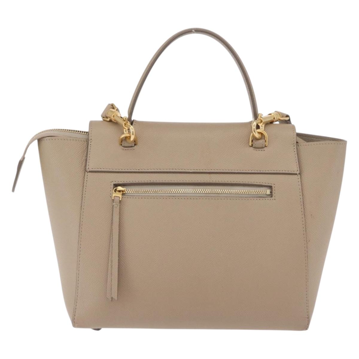 CELINE Belt Bag Hand Bag Leather 2way Beige Gold Tone Auth ep16703V