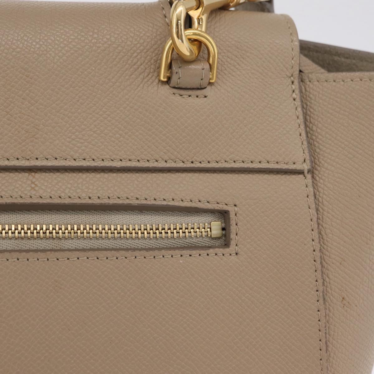 CELINE Belt Bag Hand Bag Leather 2way Beige Gold Tone Auth ep16703V