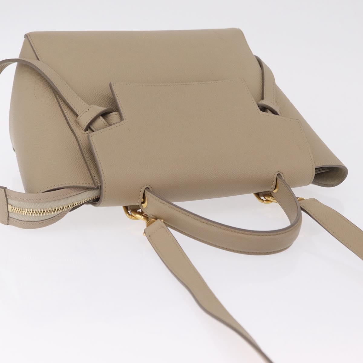 CELINE Belt Bag Hand Bag Leather 2way Beige Gold Tone Auth ep16703V