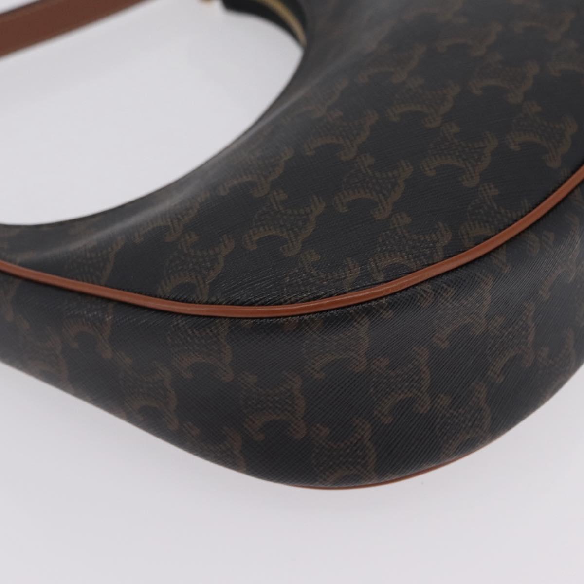 CELINE Triomphe Ava Shoulder Bag PVC Leather Black Gold Tone Auth ep16705SAM