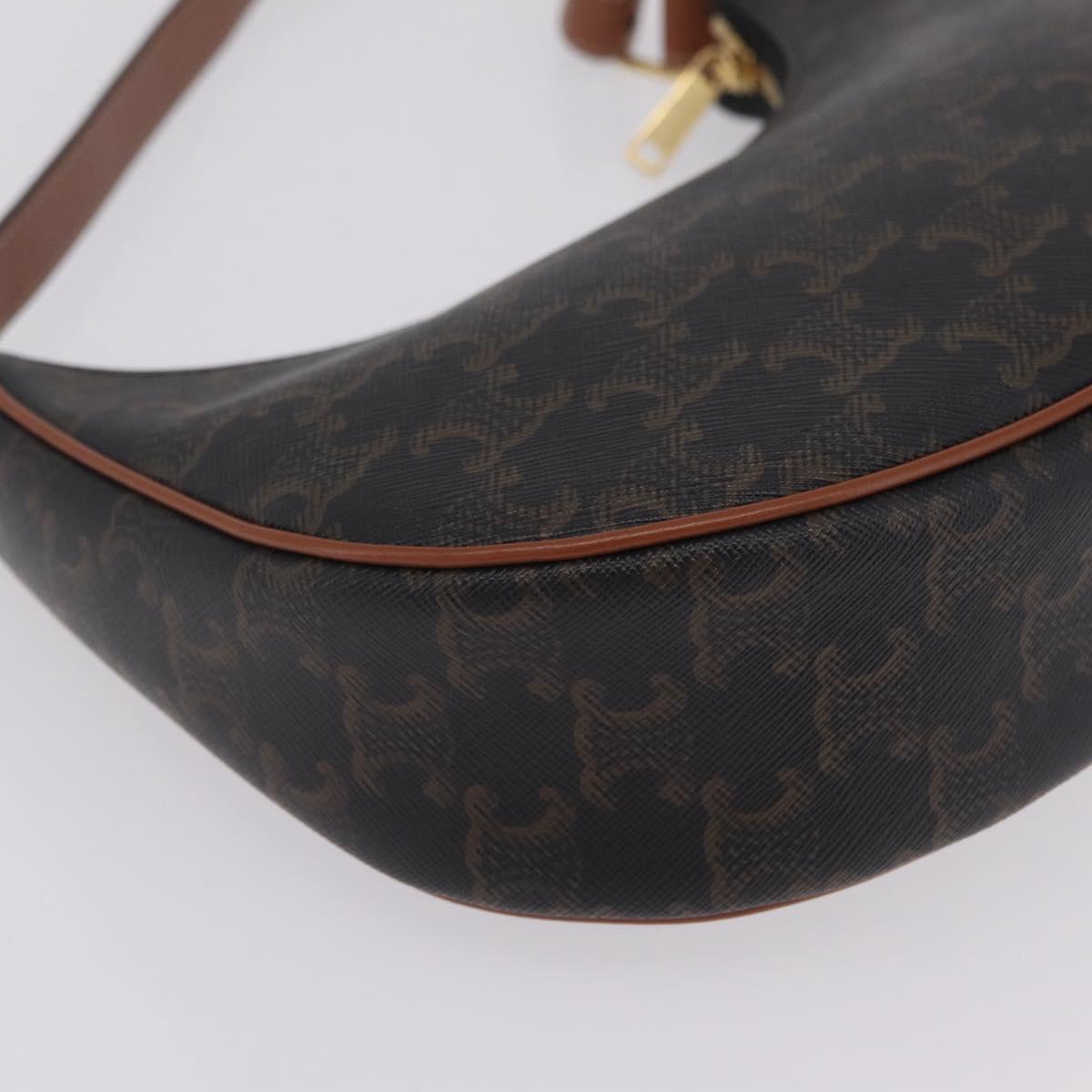 CELINE Triomphe Ava Shoulder Bag PVC Leather Black Gold Tone Auth ep16705SAM