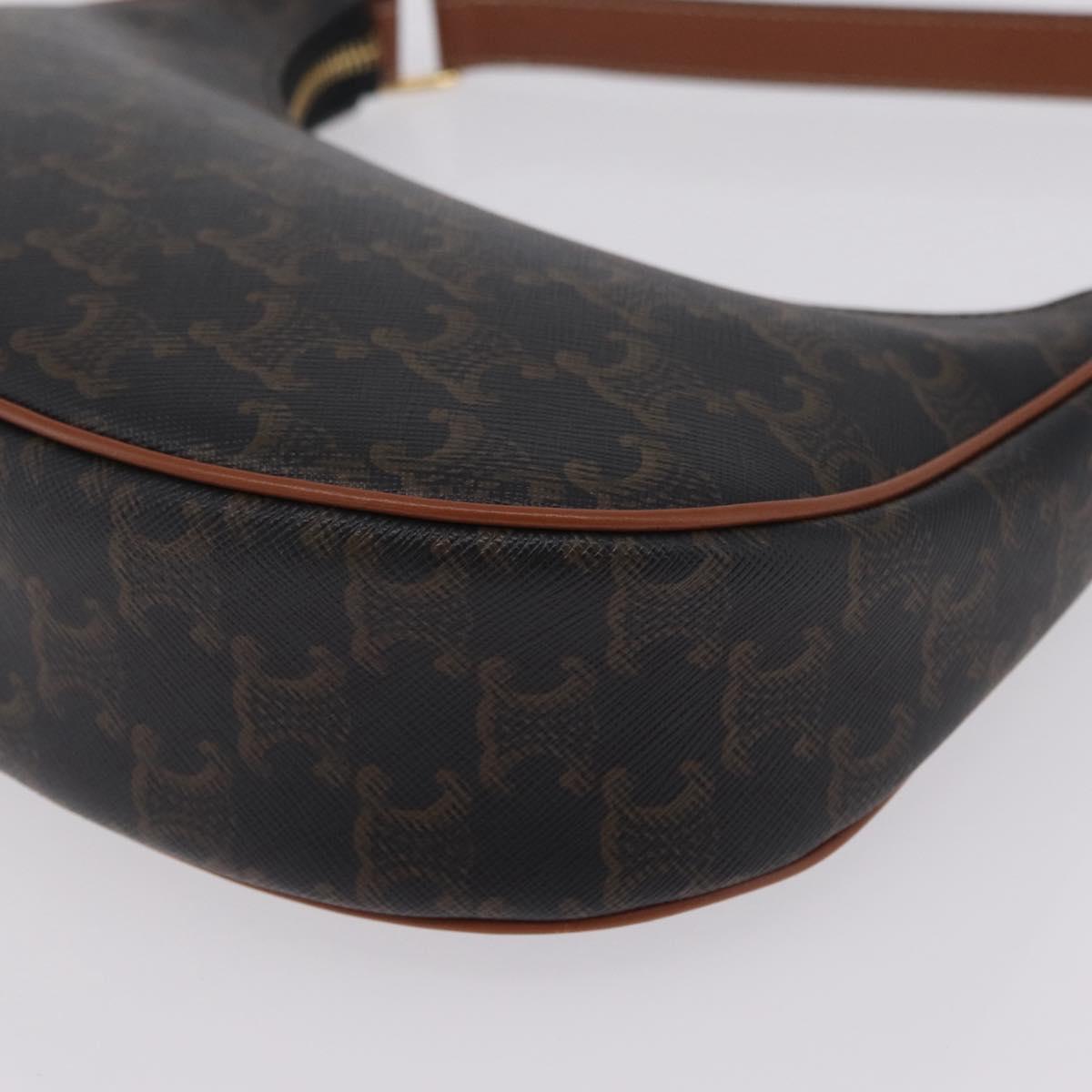 CELINE Triomphe Ava Shoulder Bag PVC Leather Black Gold Tone Auth ep16705SAM