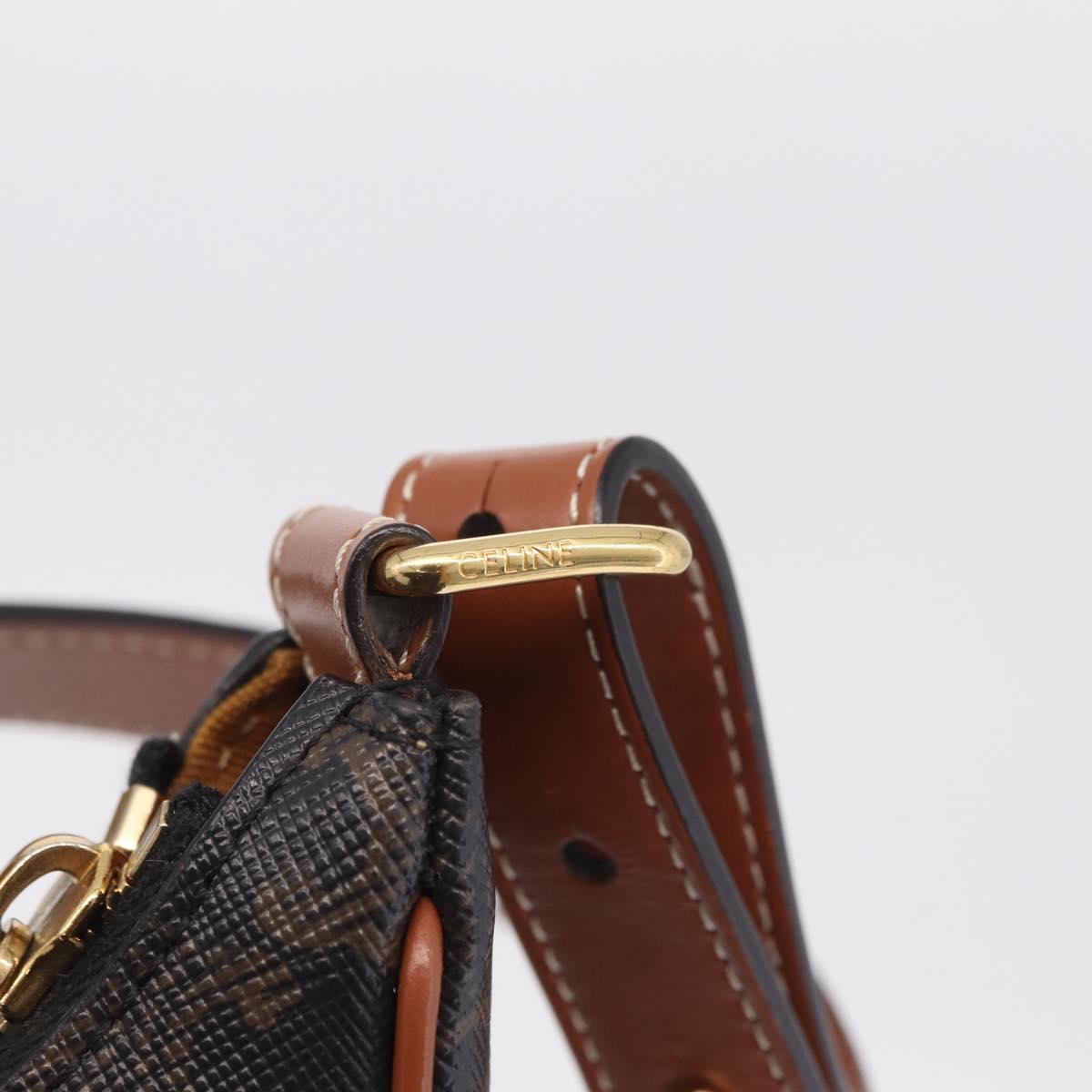 CELINE Triomphe Ava Shoulder Bag PVC Leather Black Gold Tone Auth ep16705SAM