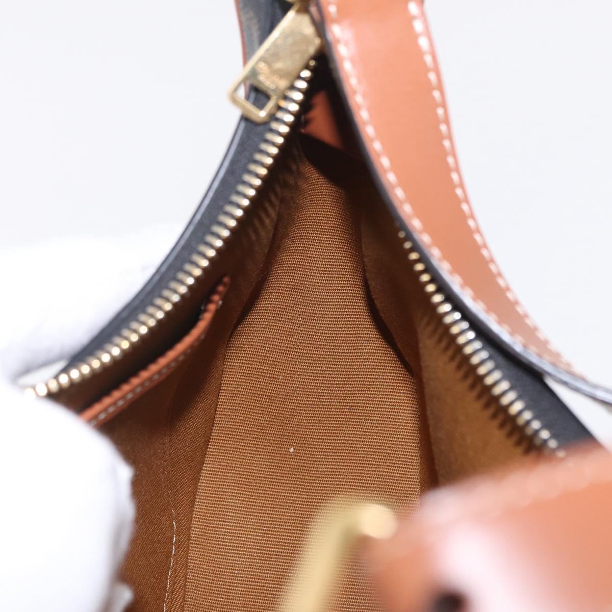 CELINE Triomphe Ava Shoulder Bag PVC Leather Black Gold Tone Auth ep16705SAM