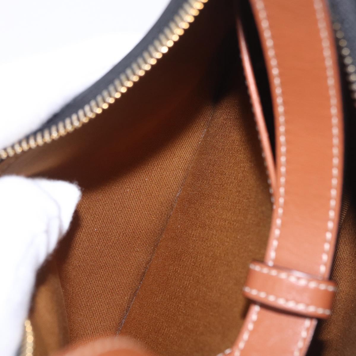 CELINE Triomphe Ava Shoulder Bag PVC Leather Black Gold Tone Auth ep16705SAM