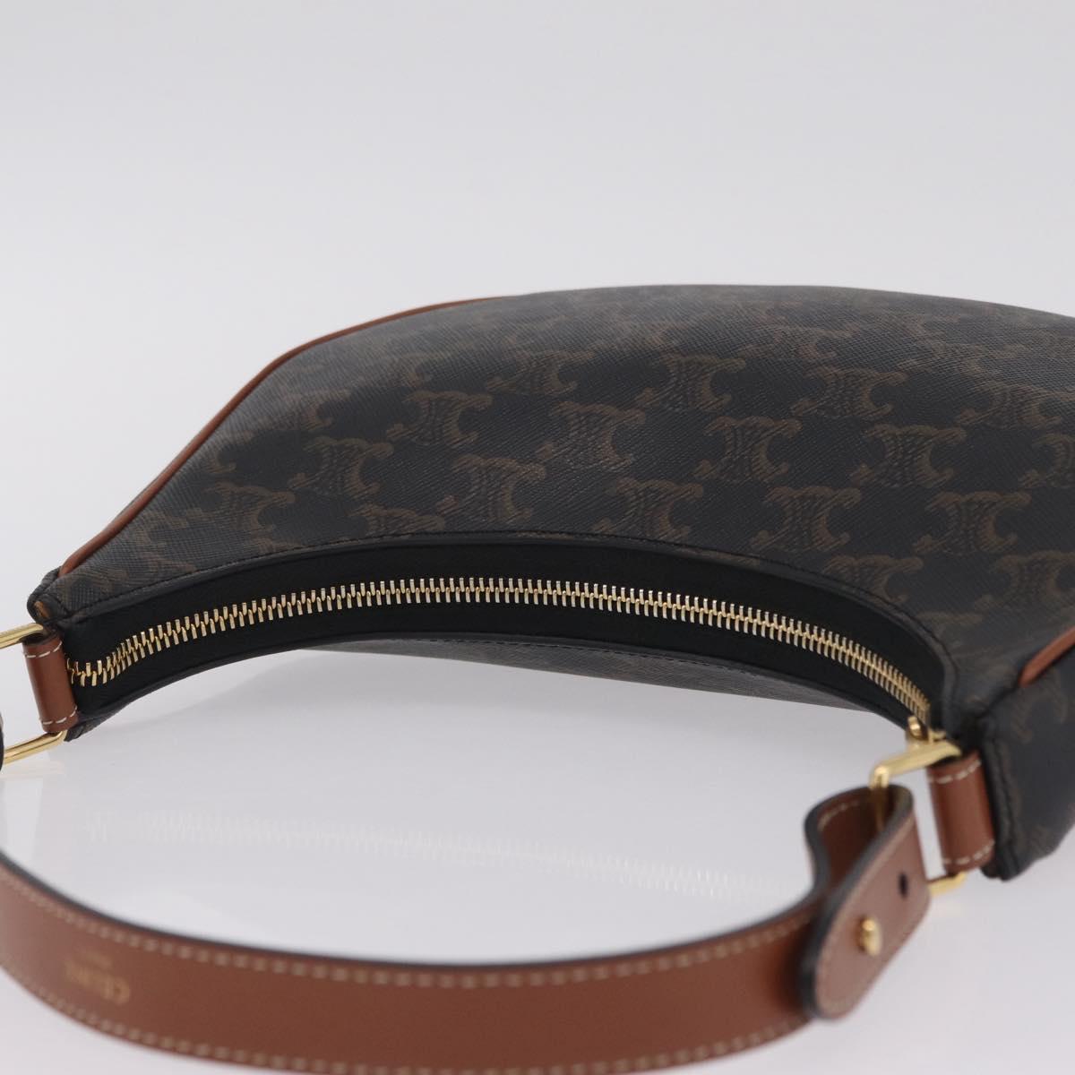 CELINE Triomphe Ava Shoulder Bag PVC Leather Black Gold Tone Auth ep16705SAM