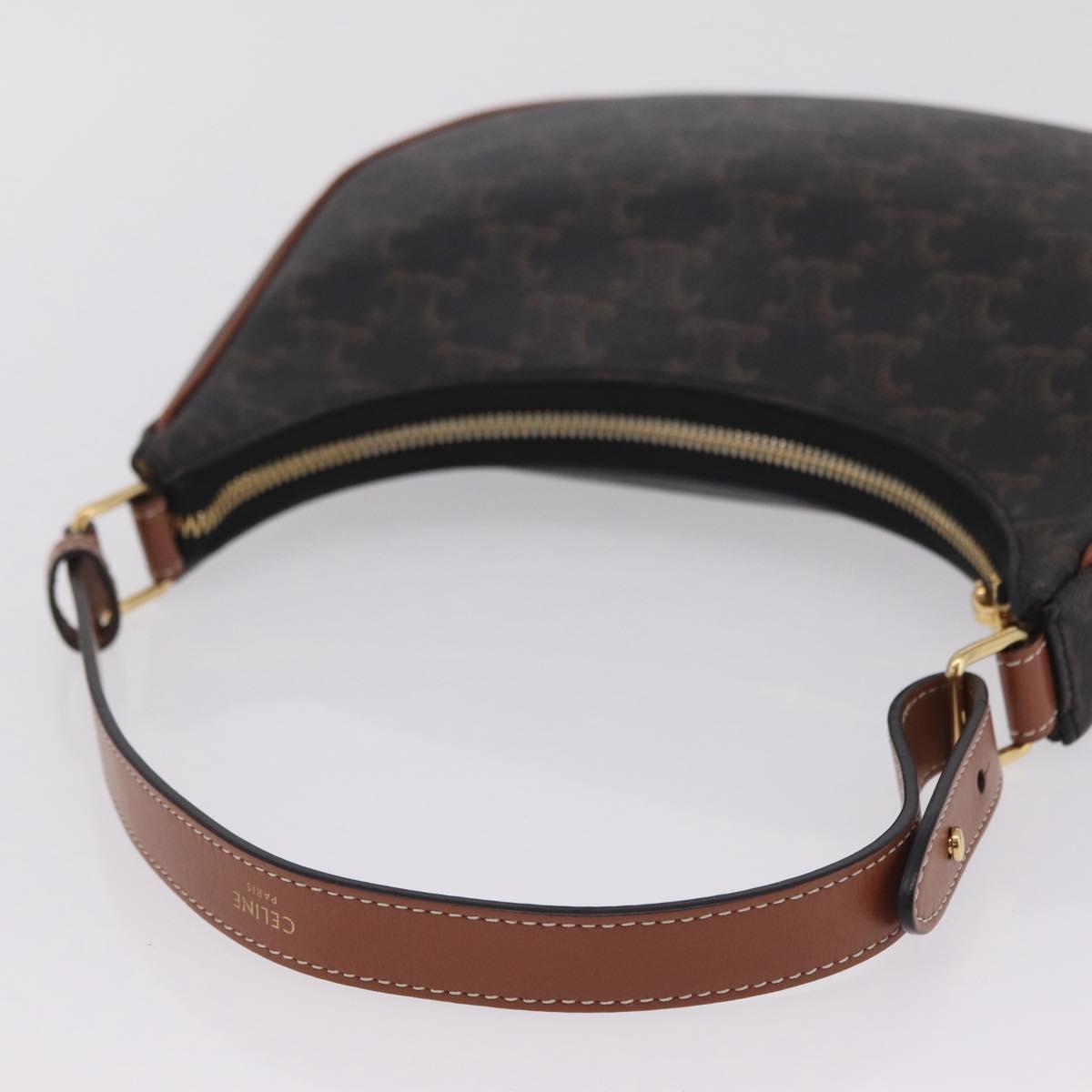 CELINE Triomphe Ava Shoulder Bag PVC Leather Black Gold Tone Auth ep16705SAM