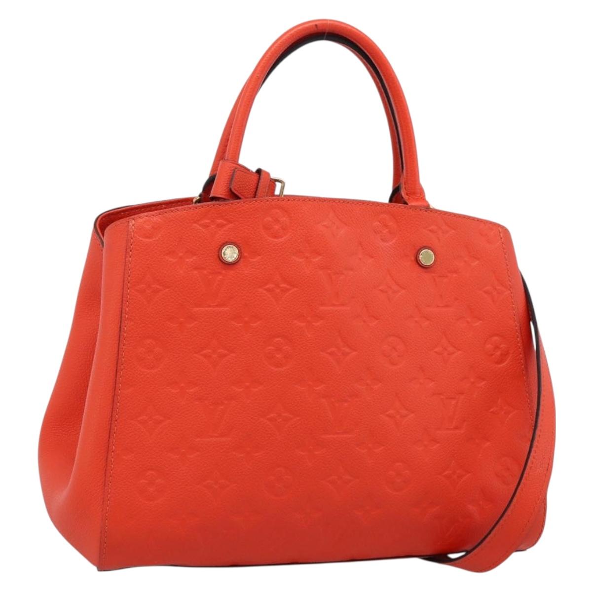 LOUIS VUITTON Monogram Empreinte Montaigne MM Hand Bag Orange LV Auth ep16713V