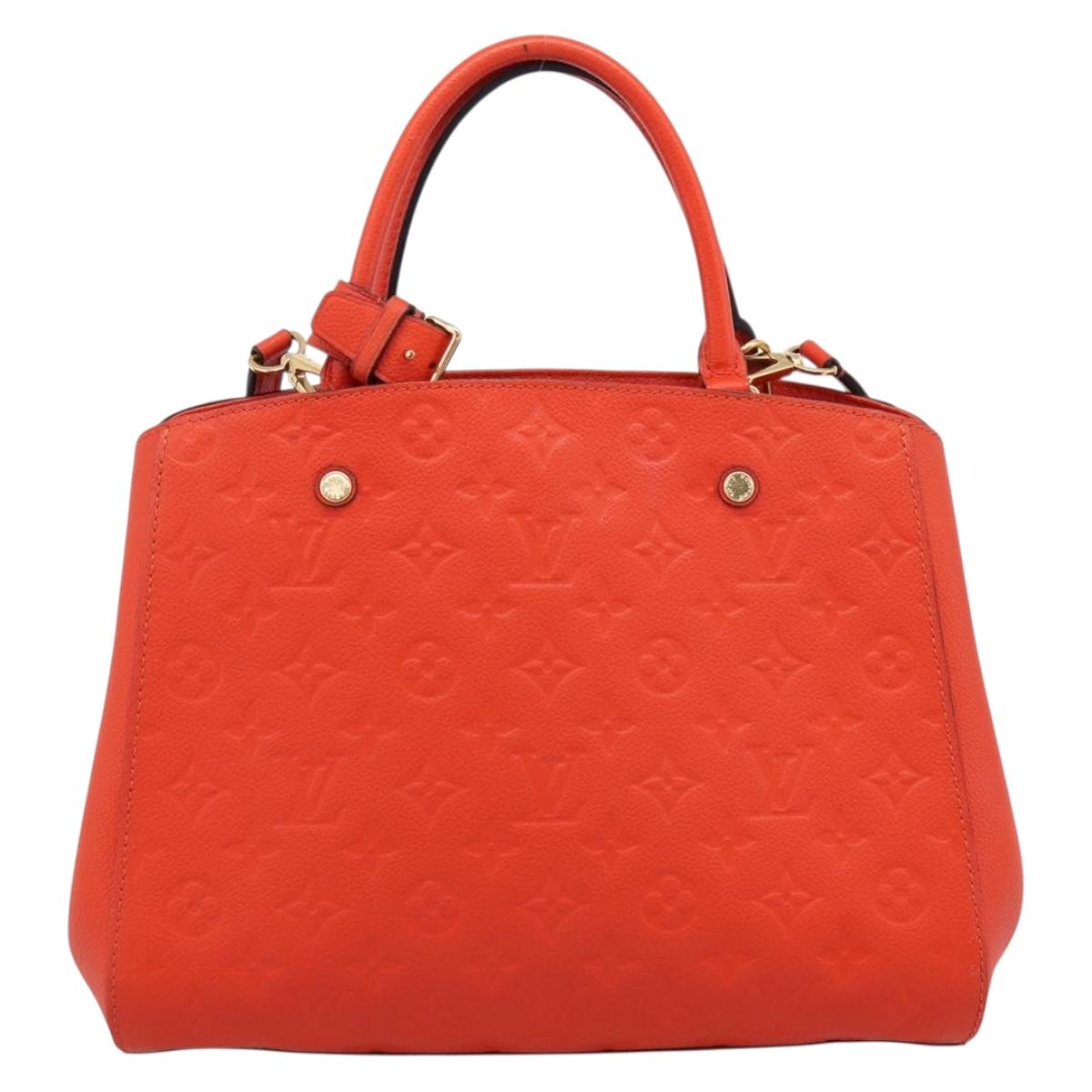 LOUIS VUITTON Monogram Empreinte Montaigne MM Hand Bag Orange LV Auth ep16713V