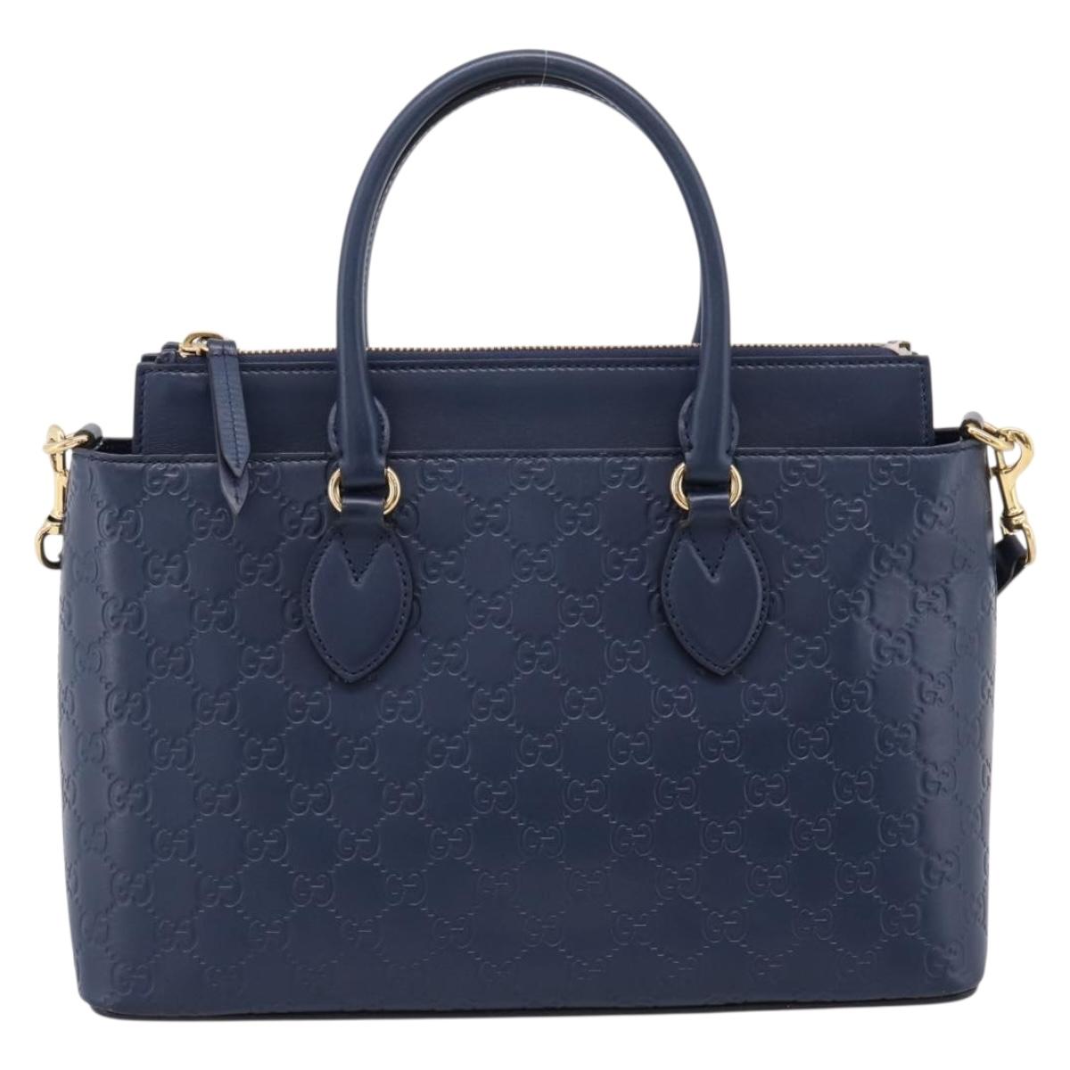 GUCCI GuccissimaGG Hand Bag Leather 2way Navy Gold Tone 409534 Auth ep16714V