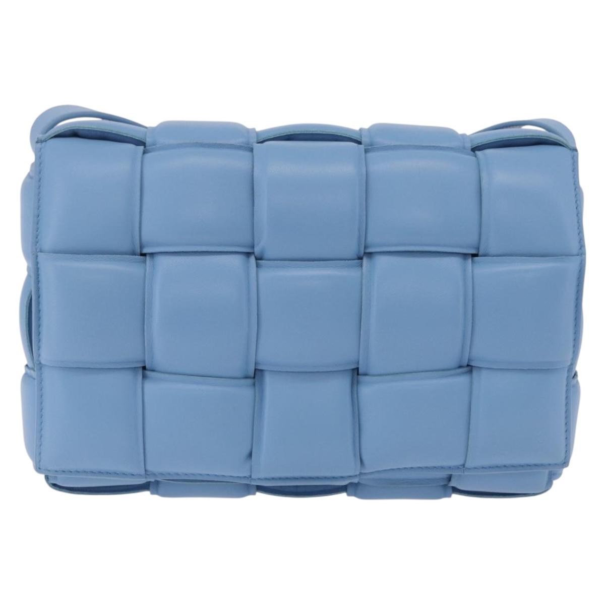 Bottega Veneta MAXI INTRECCIATO Padded Cassette Bag Leather Blue Auth ep16715M