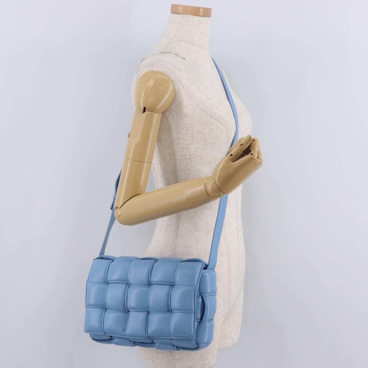 Bottega Veneta MAXI INTRECCIATO Padded Cassette Bag Leather Blue Auth ep16715M