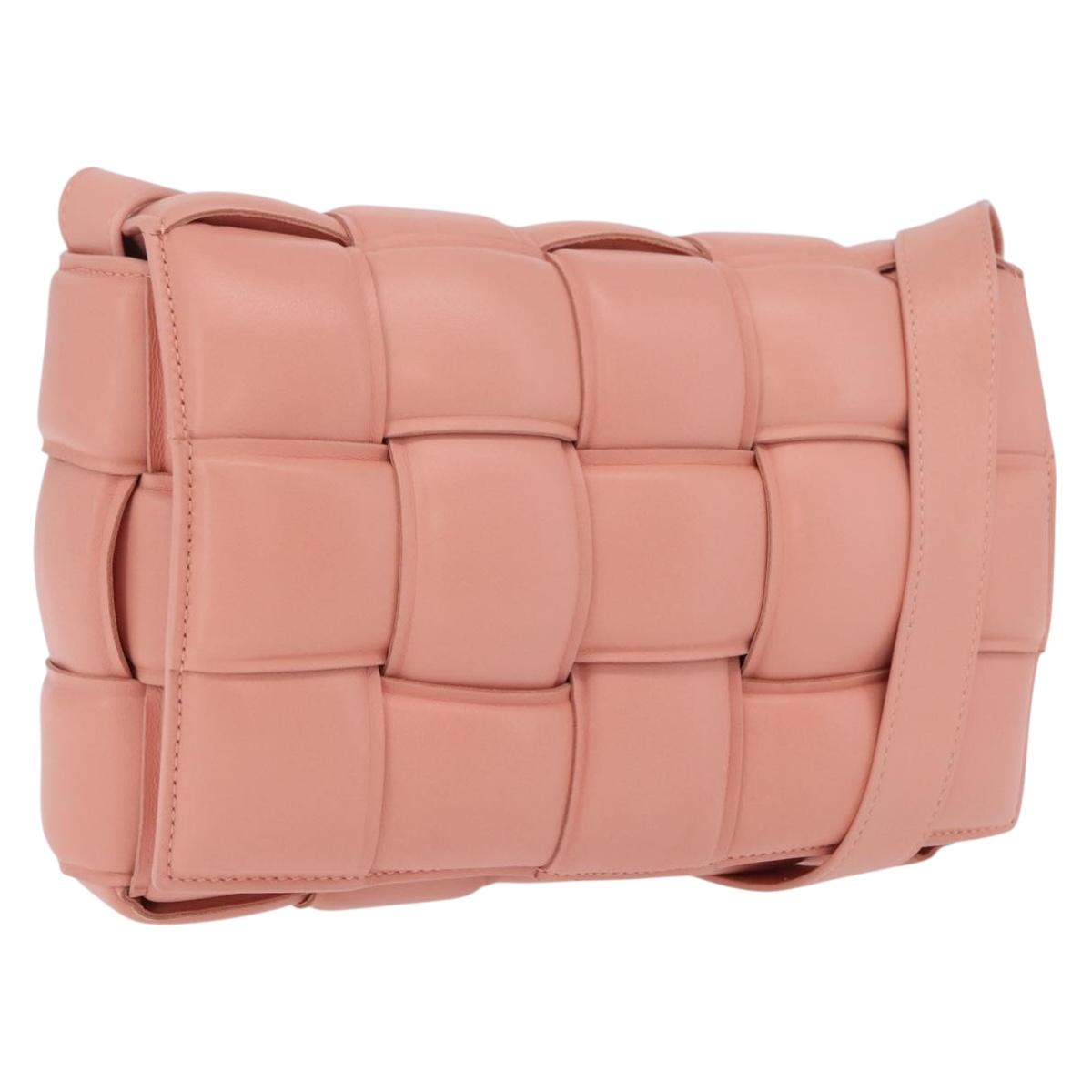 Bottega Veneta MAXI INTRECCIATO Padded Cassette Bag Leather Pink Auth ep16717M