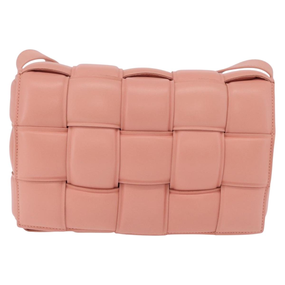 Bottega Veneta MAXI INTRECCIATO Padded Cassette Bag Leather Pink Auth ep16717M