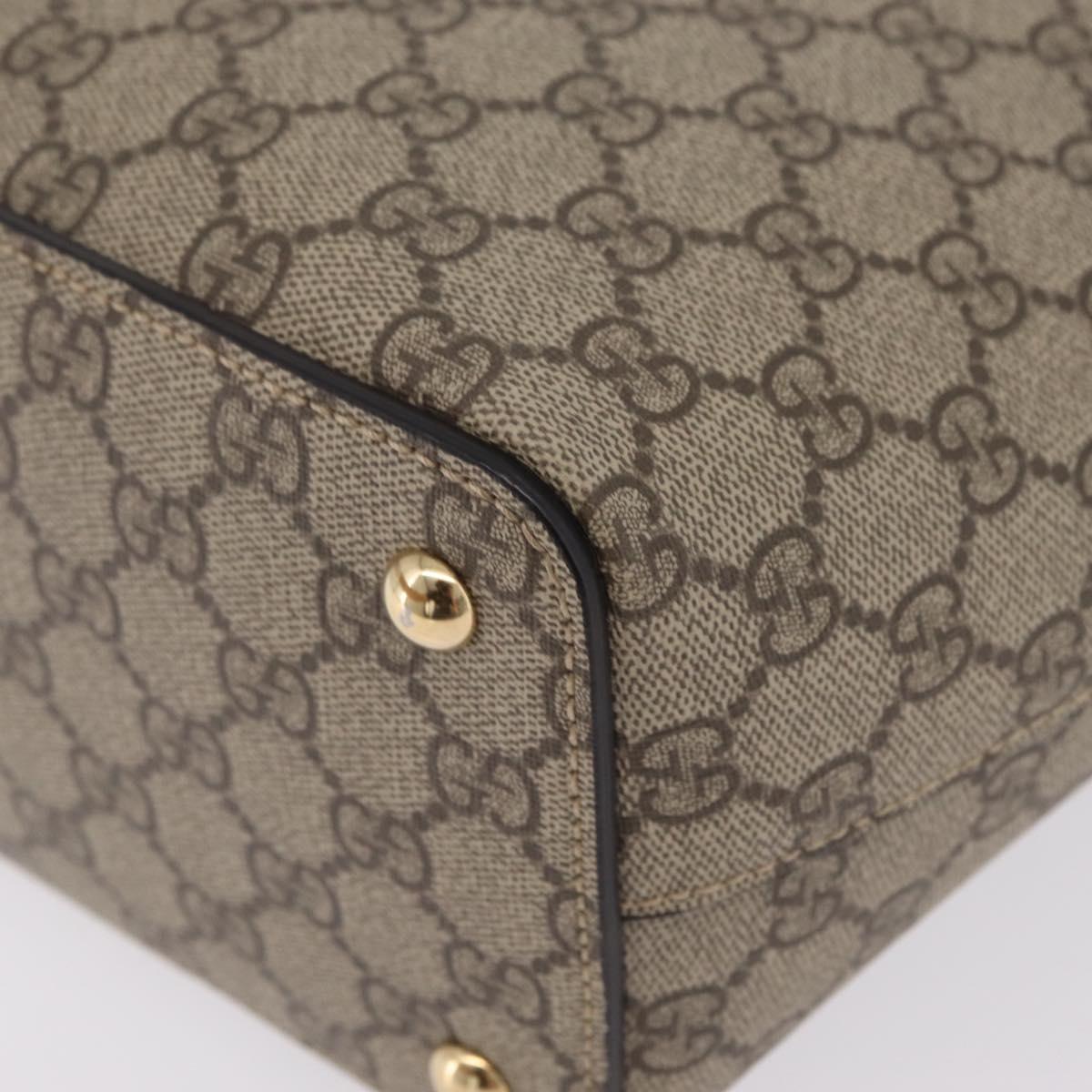 GUCCI GG Supreme Tote Bag PVC Beige Gold Tone 415721 Auth ep16718M