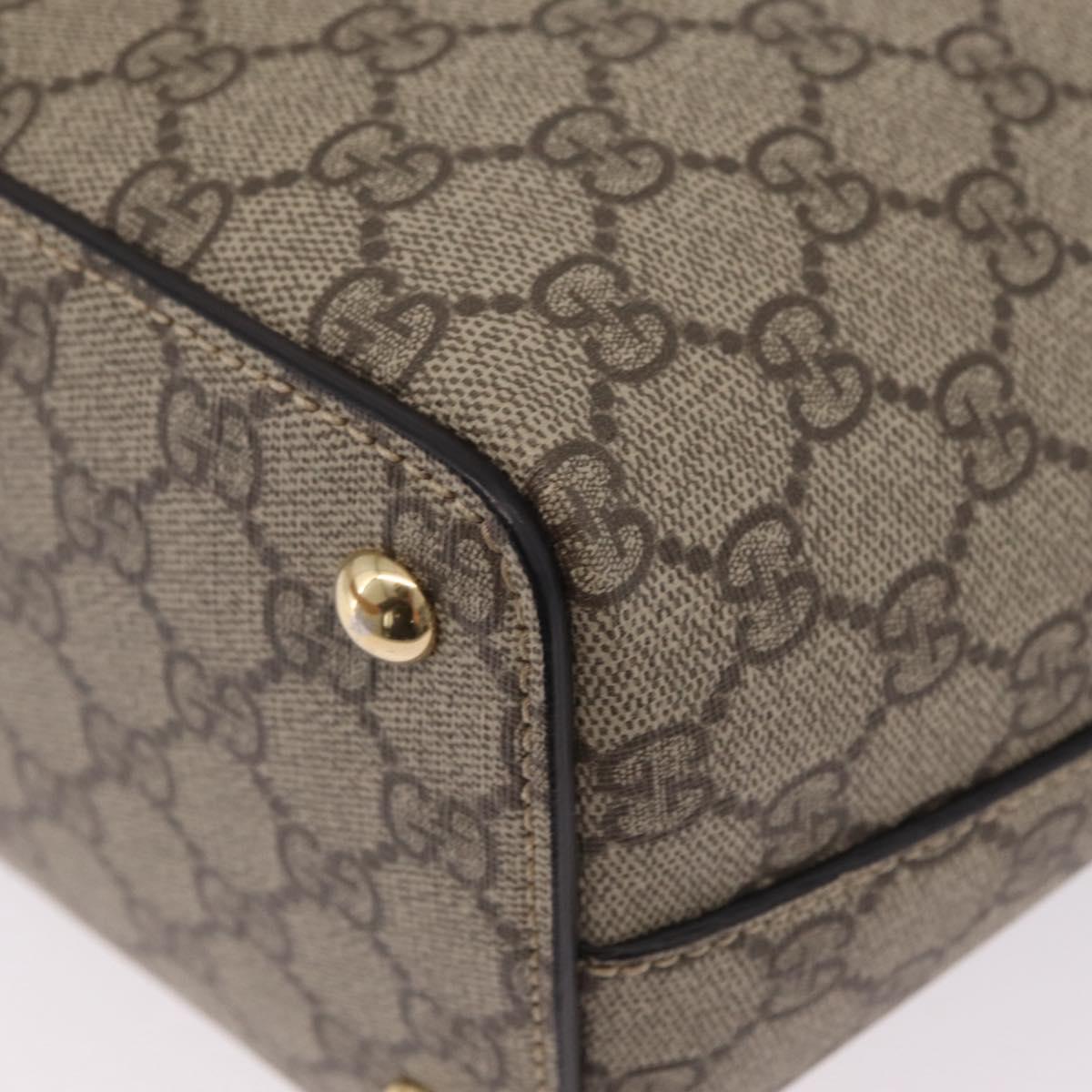 GUCCI GG Supreme Tote Bag PVC Beige Gold Tone 415721 Auth ep16718M