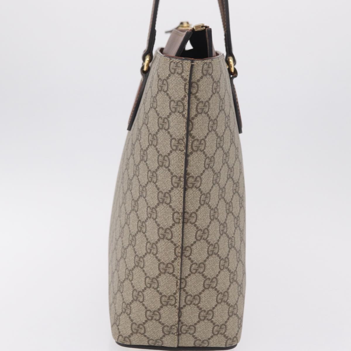 GUCCI GG Supreme Tote Bag PVC Beige Gold Tone 415721 Auth ep16718M