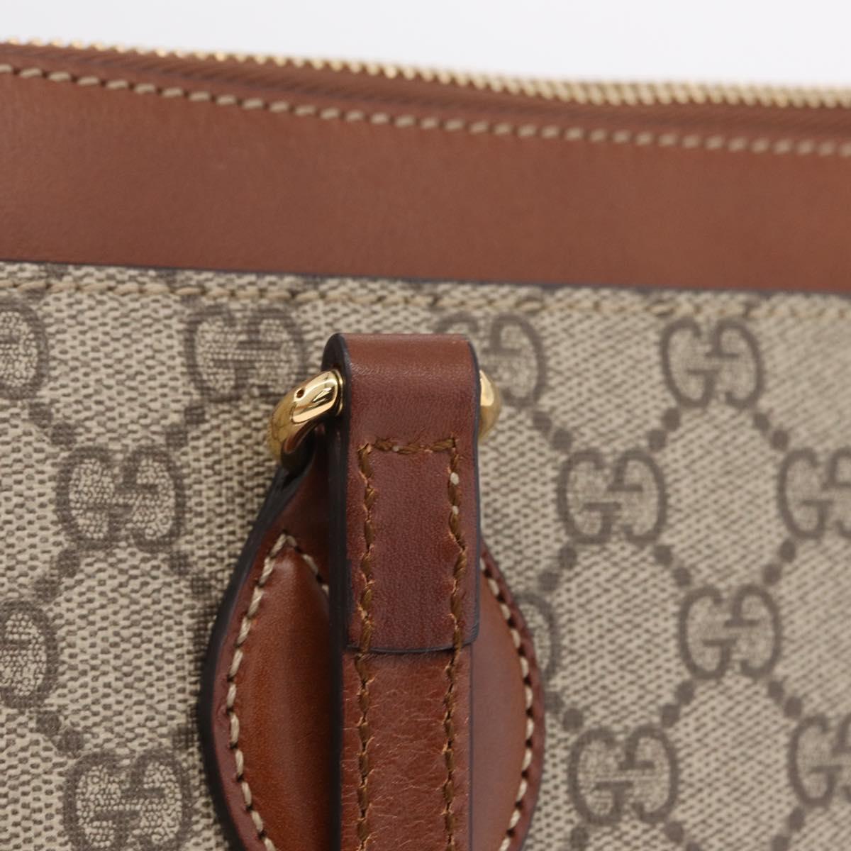 GUCCI GG Supreme Tote Bag PVC Beige Gold Tone 415721 Auth ep16718M