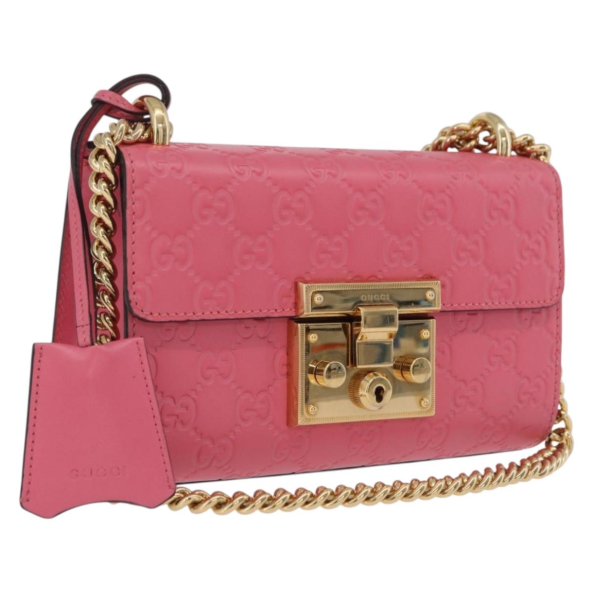 GUCCI GuccissimaGG Padlock Chain Shoulder Bag Leather 409487 Auth ep16719M