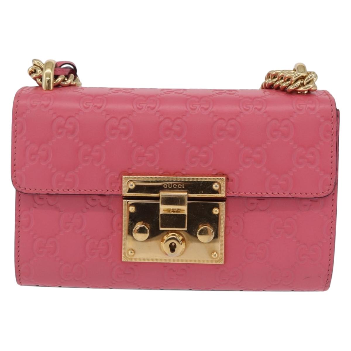 GUCCI GuccissimaGG Padlock Chain Shoulder Bag Leather 409487 Auth ep16719M