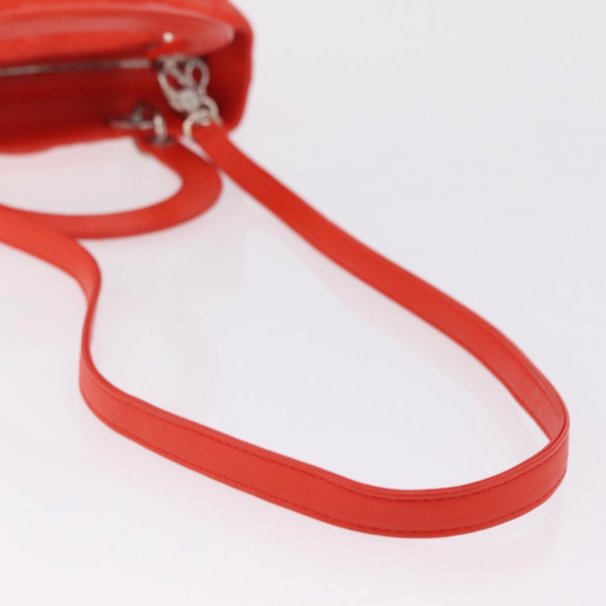 Christian Dior Lady Dior Canage Hand Bag Leather 2way Red Silver Auth ep16721V