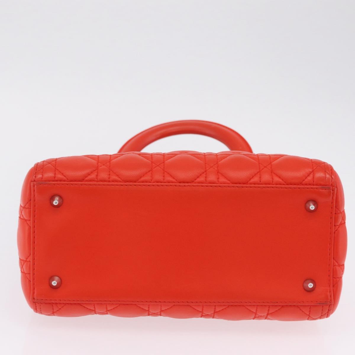 Christian Dior Lady Dior Canage Hand Bag Leather 2way Red Silver Auth ep16721V