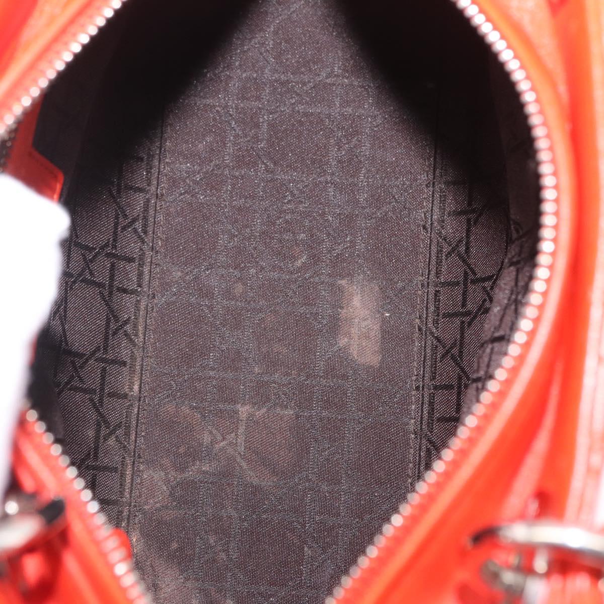 Christian Dior Lady Dior Canage Hand Bag Leather 2way Red Silver Auth ep16721V
