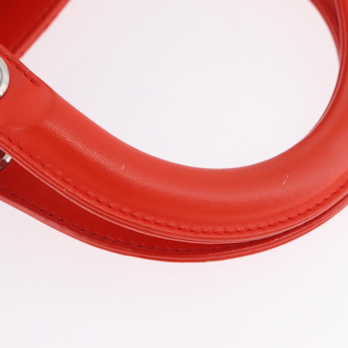 Christian Dior Lady Dior Canage Hand Bag Leather 2way Red Silver Auth ep16721V