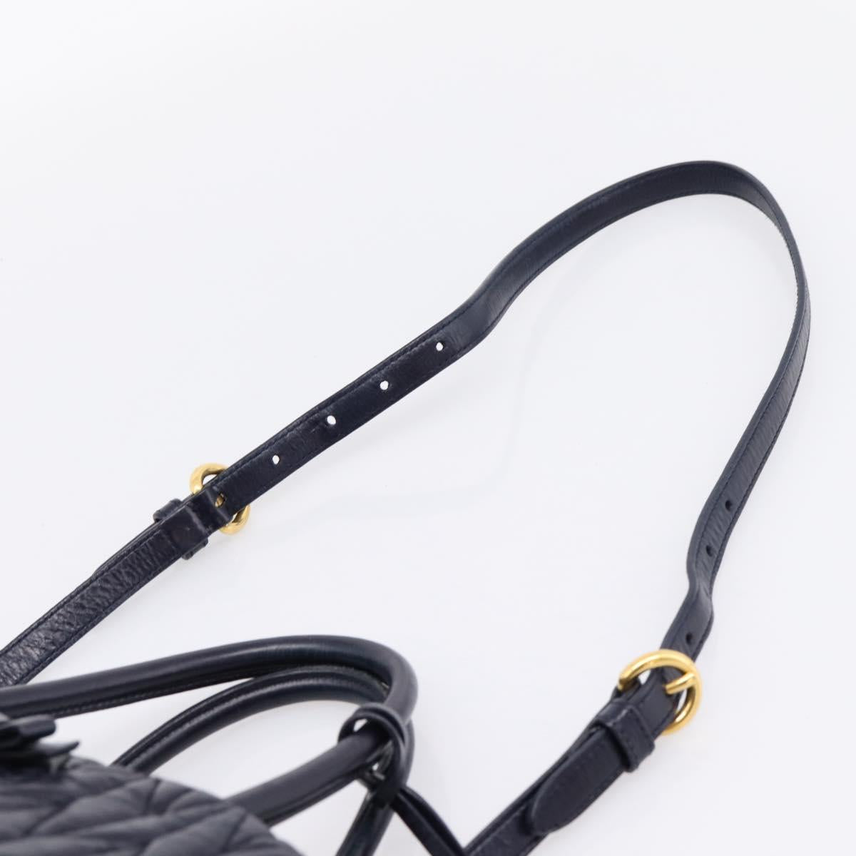 Miu Miu Hand Bag Leather 2way Navy Gold Tone Auth ep16722V
