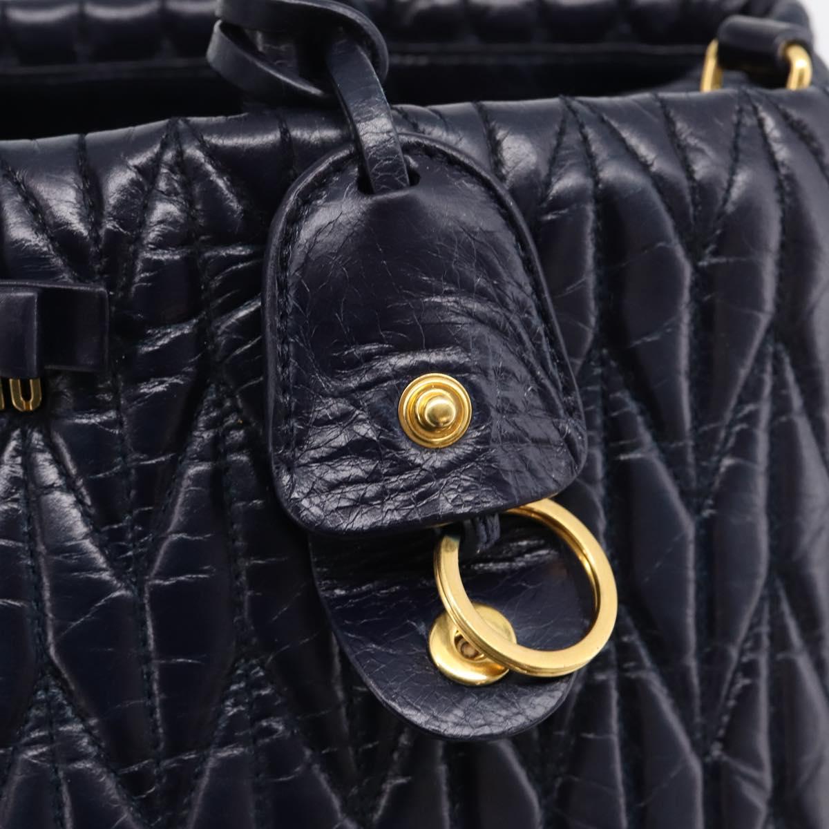 Miu Miu Hand Bag Leather 2way Navy Gold Tone Auth ep16722V
