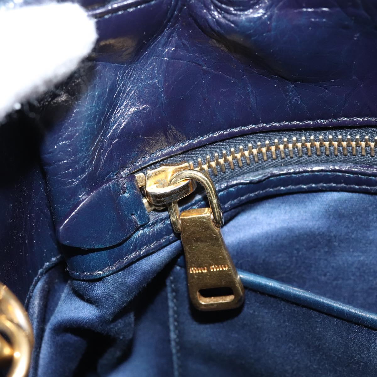 Miu Miu Hand Bag Leather 2way Navy Gold Tone Auth ep16722V
