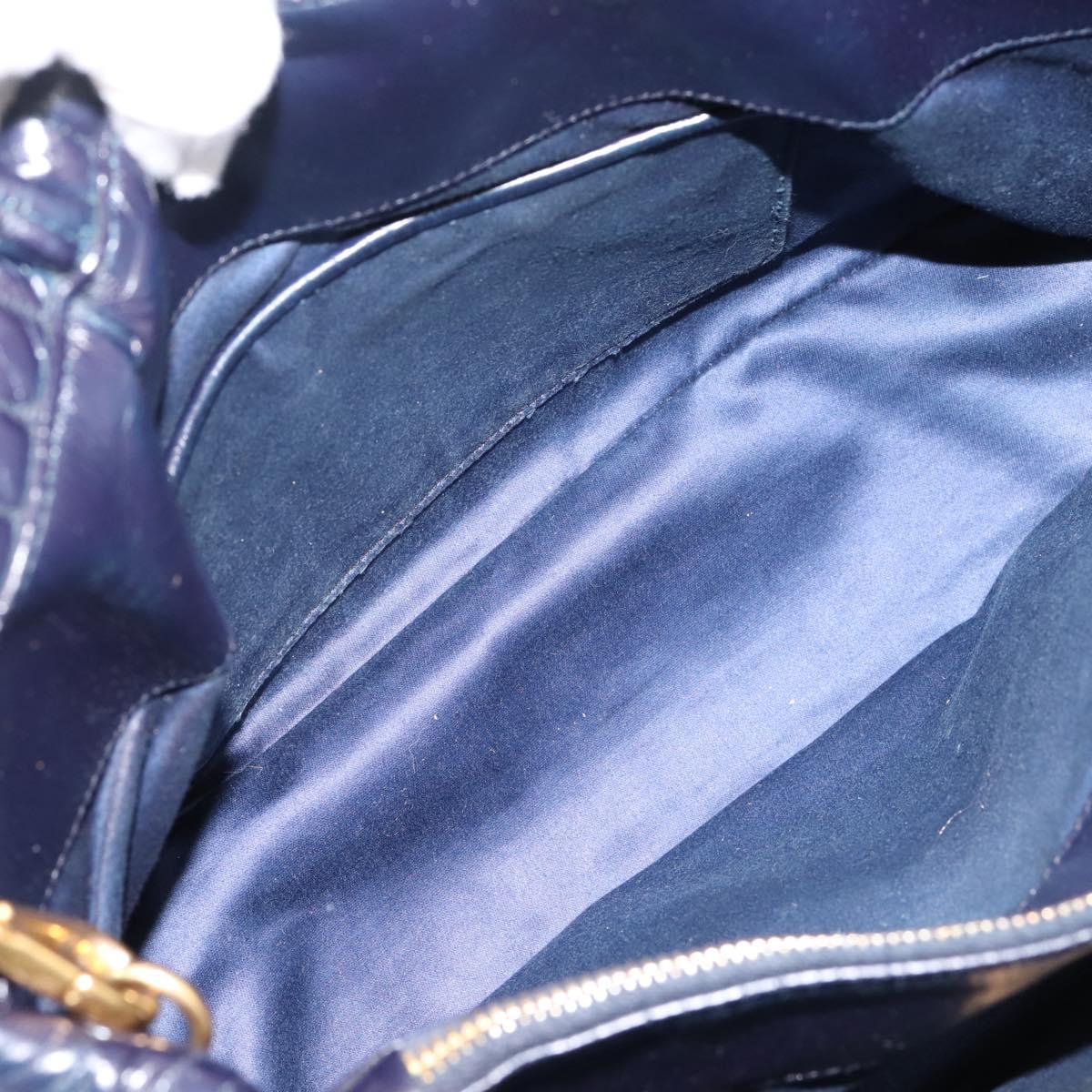 Miu Miu Hand Bag Leather 2way Navy Gold Tone Auth ep16722V