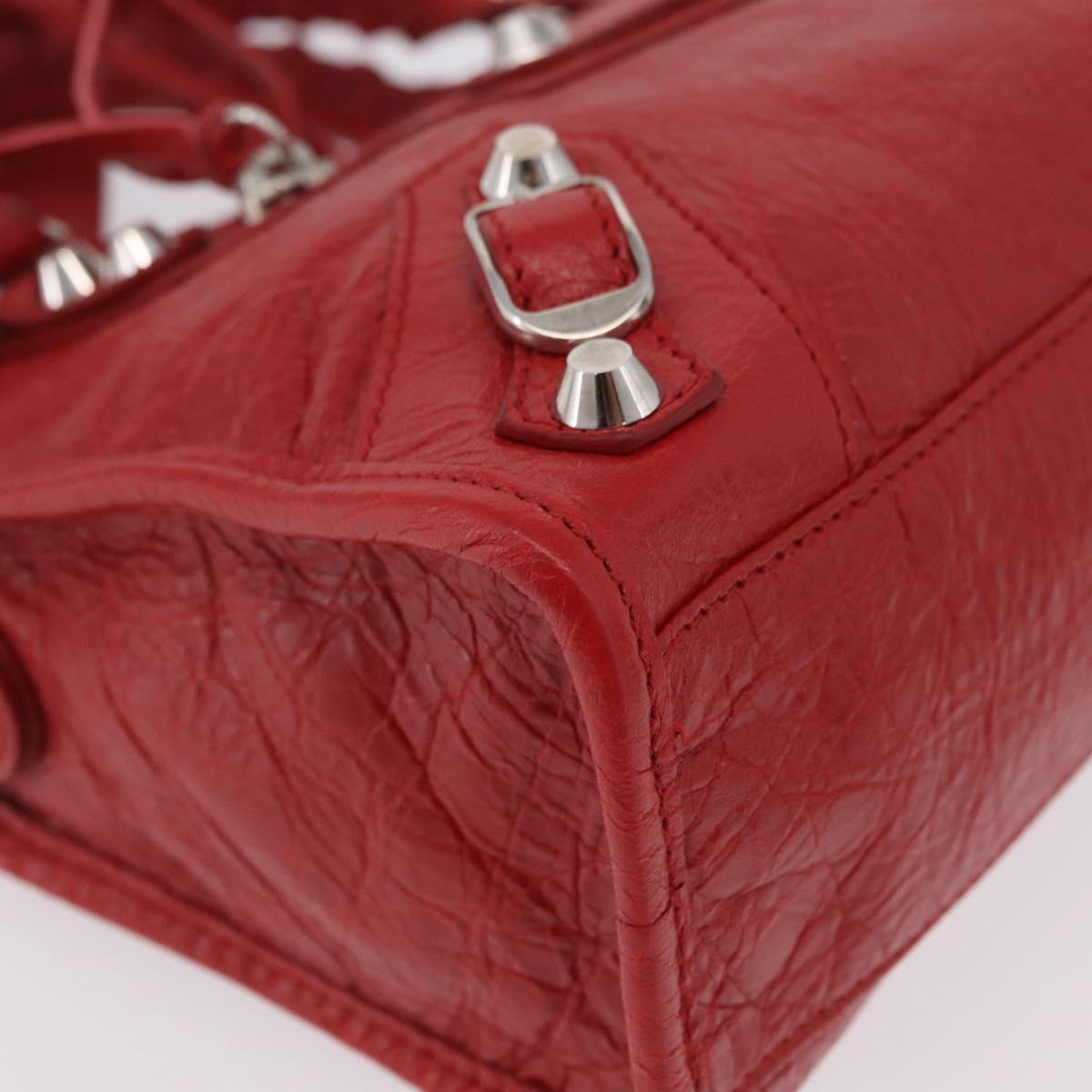Balenciaga Classic Mini City Hand Bag Leather 2way Red 300295 Auth ep16728M