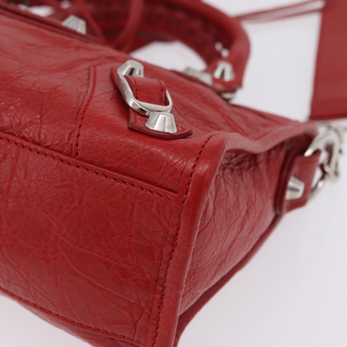 Balenciaga Classic Mini City Hand Bag Leather 2way Red 300295 Auth ep16728M