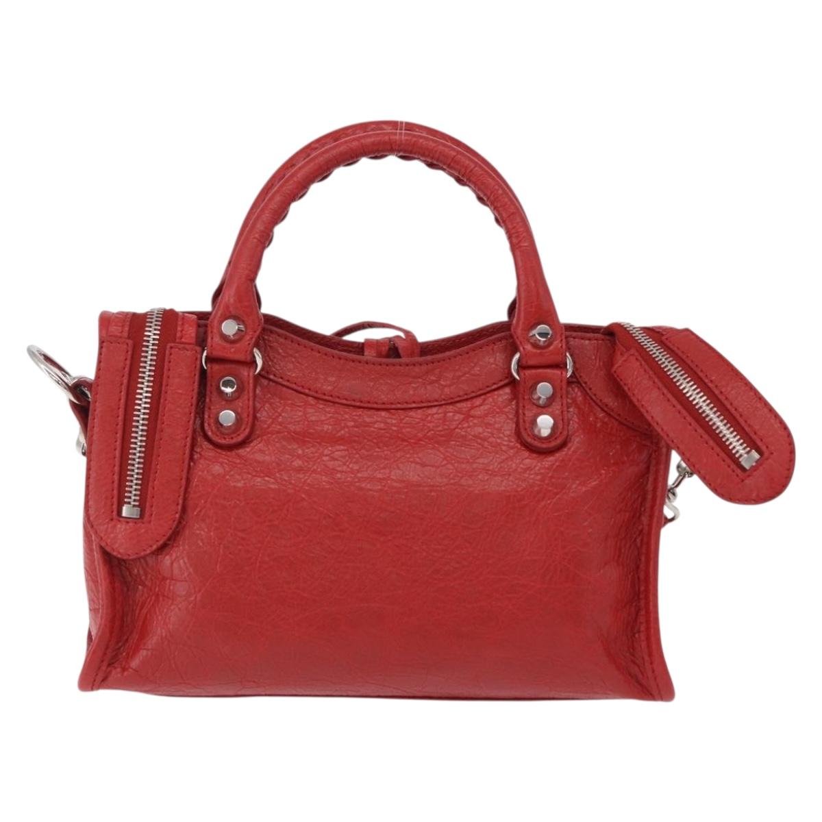 Balenciaga Classic Mini City Hand Bag Leather 2way Red 300295 Auth ep16728M