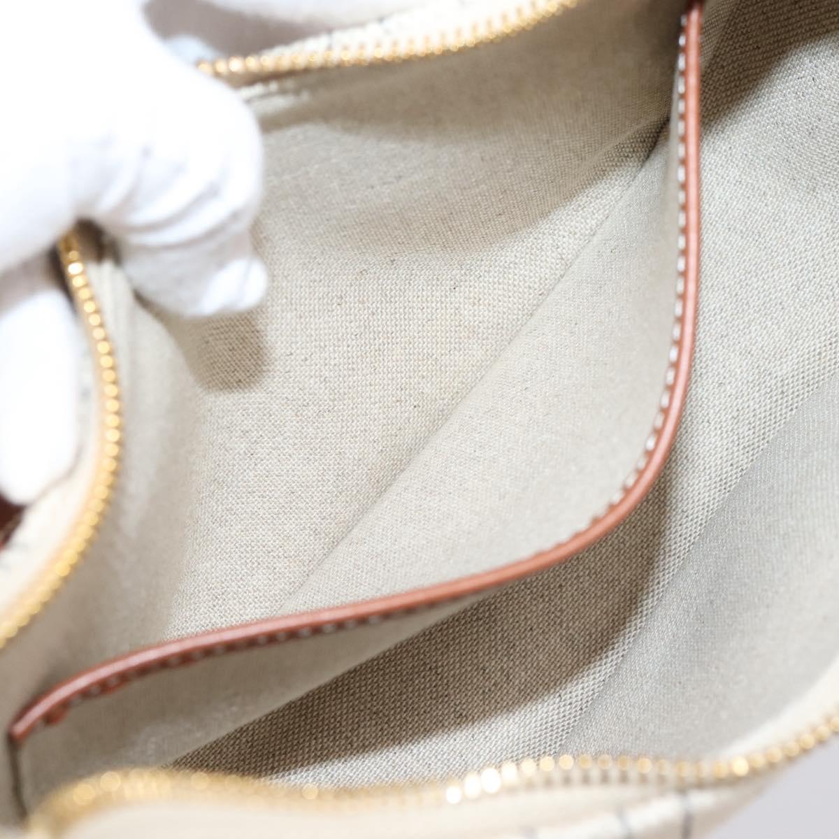 CELINE Medium Ava Shoulder Bag Canvas Beige Gold Tone Auth ep16729M