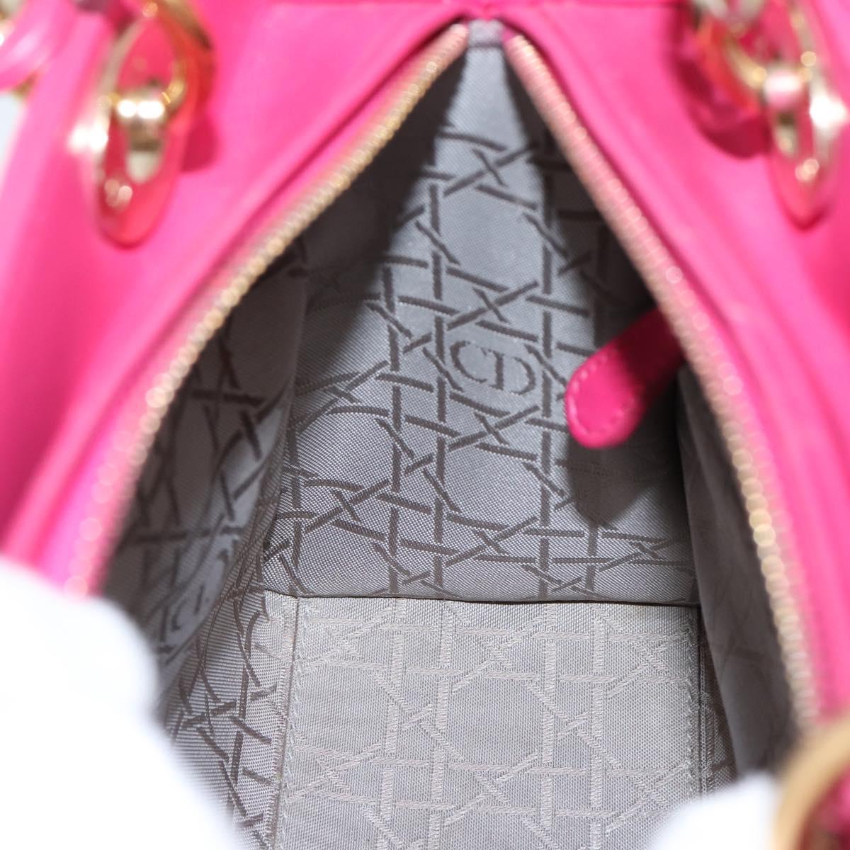 Christian Dior Lady Dior Canage Hand Bag Leather 2way Pink Gold Auth ep16732M