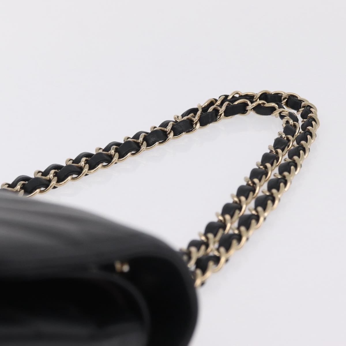 CHANEL V-stitch Double Flap Chain Shoulder Bag Lamb Skin Black CC ep16740SAM