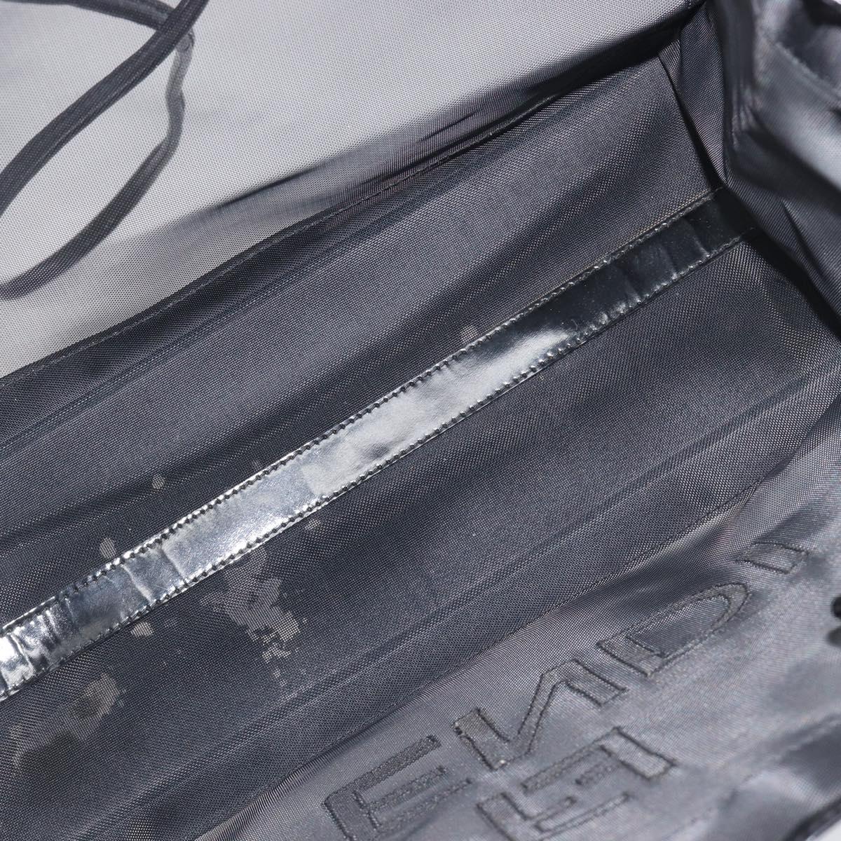 FENDI Tote Bag Patent Mesh Black Silver Auth ep16745